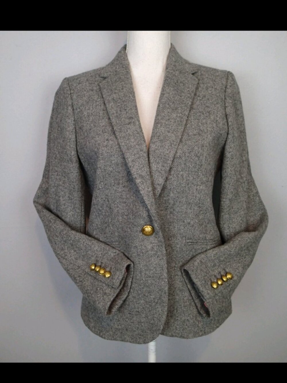 J. Crew Campbell Blazer  Donegal Wool Size 8 Gray jacket